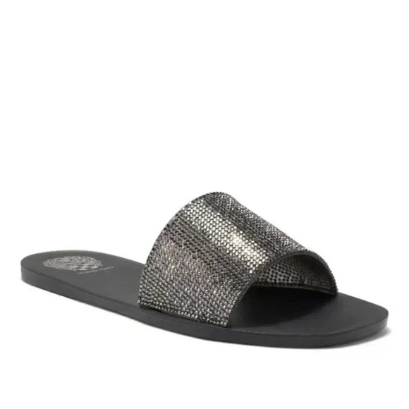 Vince Camuto Women's Jaquell Black Smoke Rhinestone Embossed Jelly Sandal Slide - Picture 2 of 12